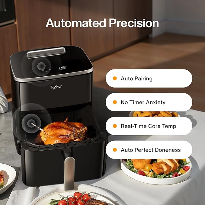 Typhur Sync 8QT AI Smart Air Fryer with Built-in Wireless Meat Thermometer