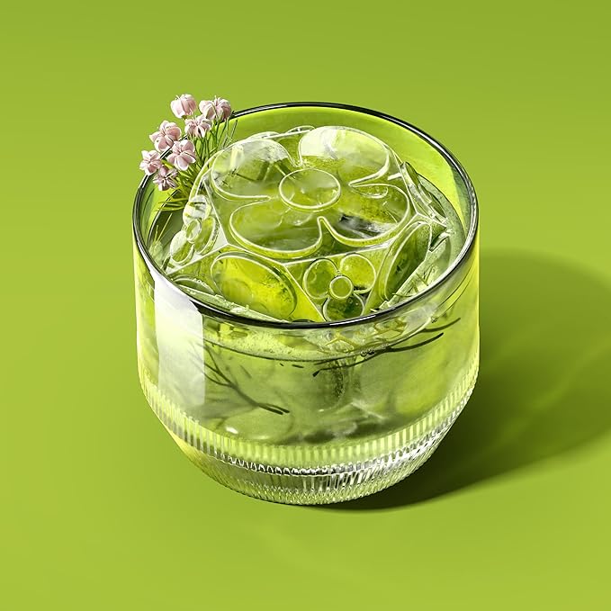 Ice Molds, Large Easy-Release Cube with Flower Pattern, Set of 2, Deco