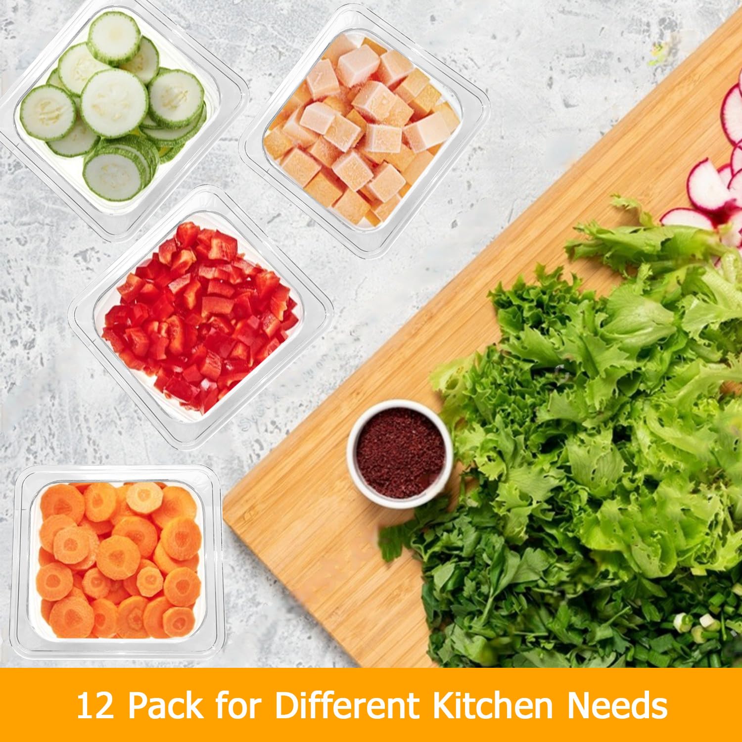 CAZACHEF 12-Pack NSF Polycarbonate Food Pans, 1/6 Size 6" Deep Commercial Food Storage Containers, Clear Plastic Steam Table & Prep Pans for Buffet, Salad Bar, Restaurant, Dishwasher & Freezer Safe