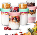 ComSaf 16+4Oz 4Pcs Overnight Oats Containers with Lids, Dual-Layer Jars