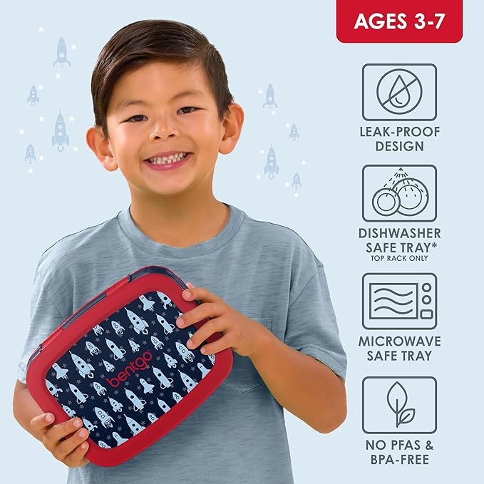 Bentgo Kids Prints Leak-Proof 5-Compartment Bento-Style Kids Lunch Box