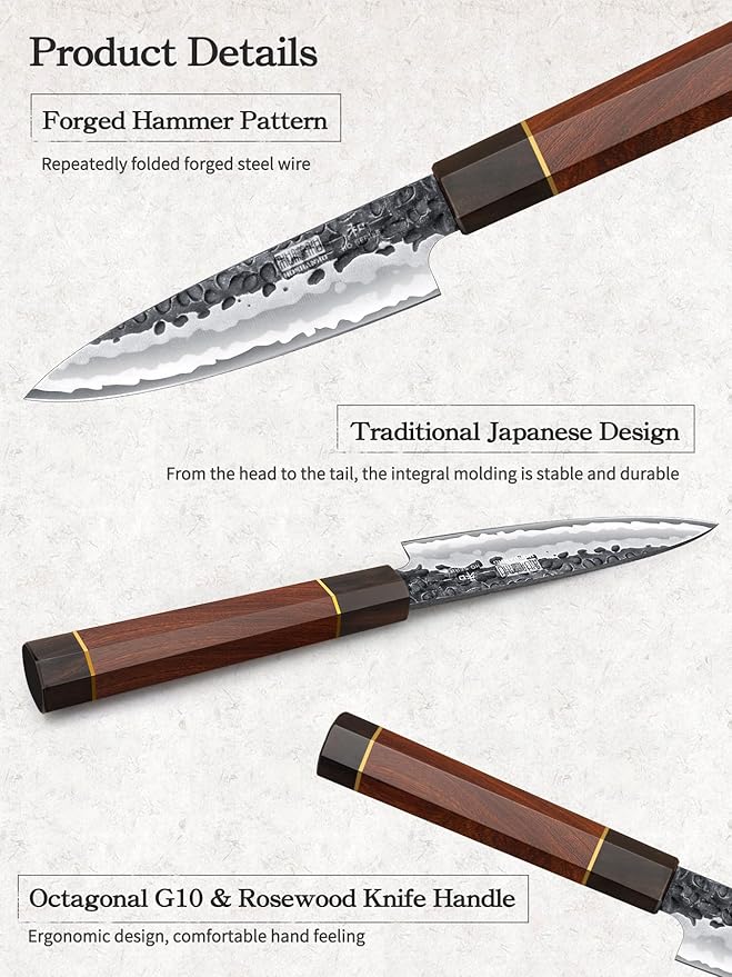 HOSHANHO Paring Knife 3.75", Razor Sharp Fruit Knife for Peeling & Coring