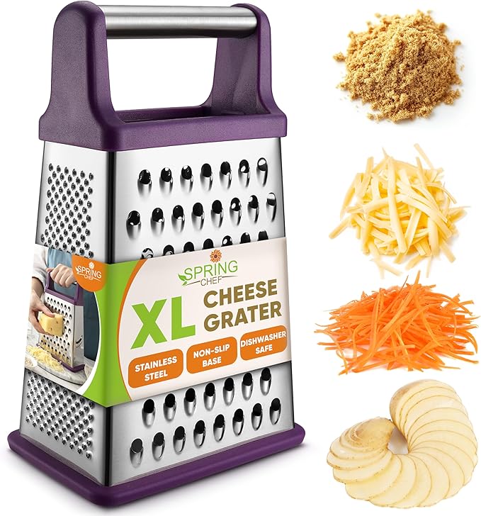 Spring Chef Stainless Steel XL Cheese Grater for Kitchen, Purple