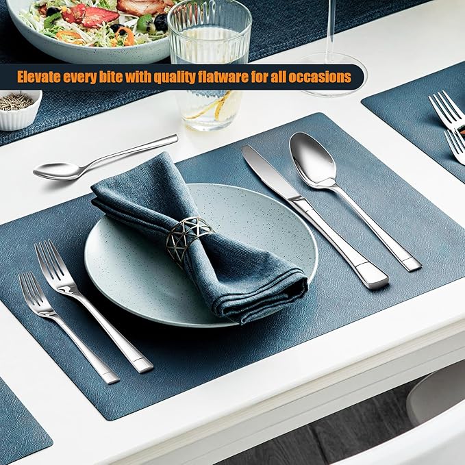 EIUBUIE Heavy Duty Silverware Set for 4, 20-Piece 18/10 Stainless Steel Flatware Set, Mirror Polished Cutlery Modern Kitchen Eating Utensil Durable Tableware Included Knife Fork Spoon, Dishwasher Safe