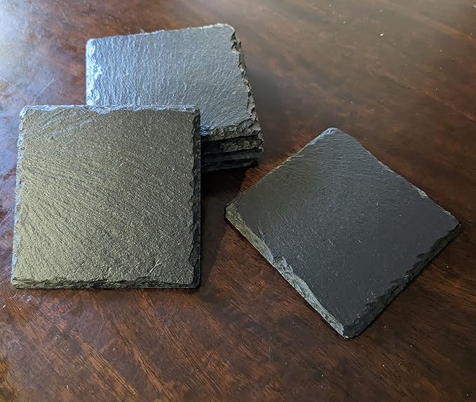 Engraved V-Twin Engine Slate Coasters Set of 4 – Square – USA Made