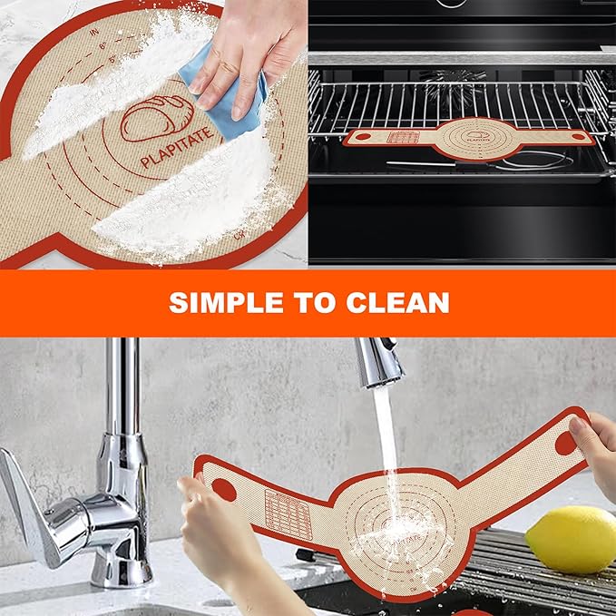 PLAPITATE Silicone Bread Sling for Dutch Oven Liner, 2 Pack Non-Stick, Easy Clean Reusable Silicone Baking Mat with Long Handles, Easy to Transfer Sourdough Bread, Red