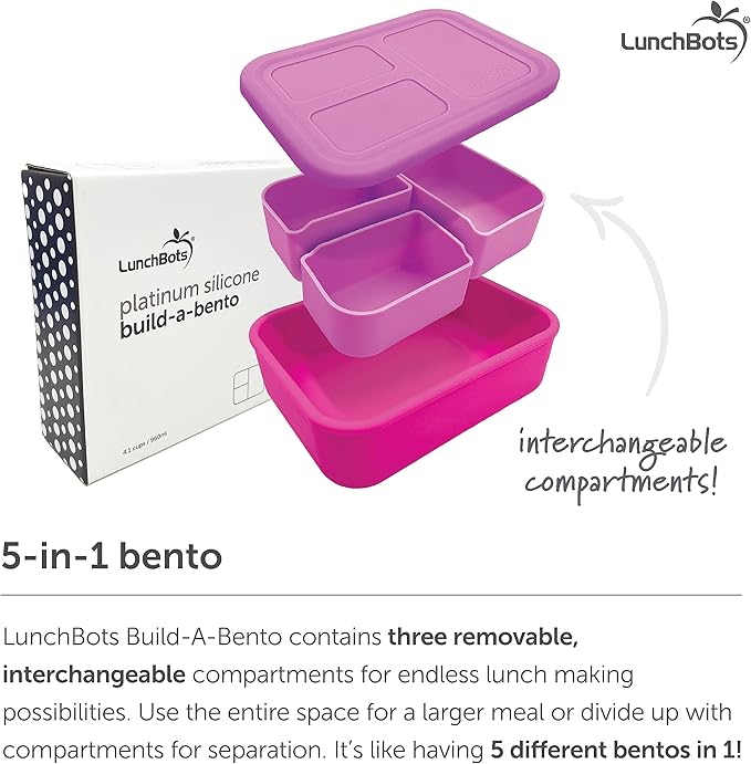 LunchBots Build a Bento 32 oz Platinum Silicone Divided Lunch Box Blue