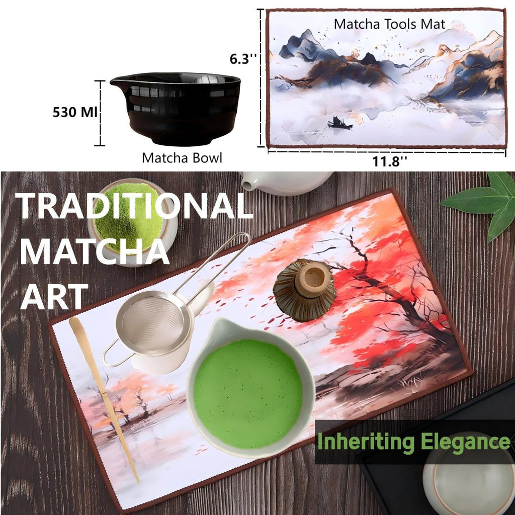 Matcha Tools ，Matcha Whisk Holder， Matcha Chasen Whisk Stand ，Ceramic Holder ，Matcha Bowl ，Traditional Japanese Tea Ceremony Starter (Fruit Green Ceramic Holder，Whisk ， 4 set)