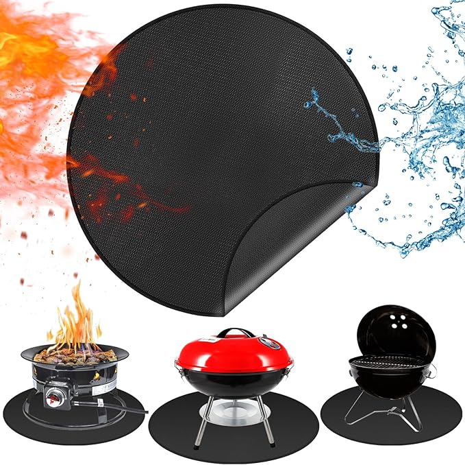 Round Fire Pit Mats for Under Fire Pit Compatible with Solo Stove, Accessories Compatible with Solo Stove, 3-Layer Fireproof Esay to Clean Grill Mats for Outdoor Grill to Protect the Deck, 39in