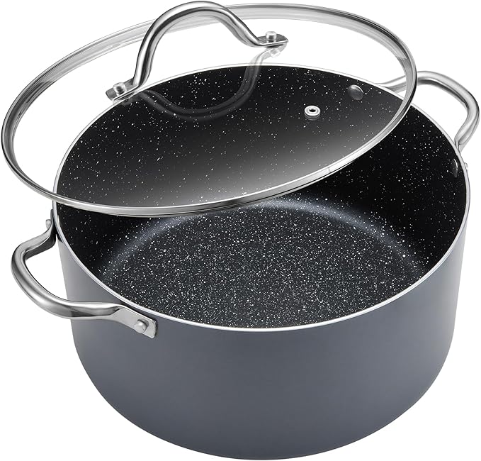 BEZIA 10 Quart Nonstick Stock Pot with Lid, Large Induction Cooking Pot
