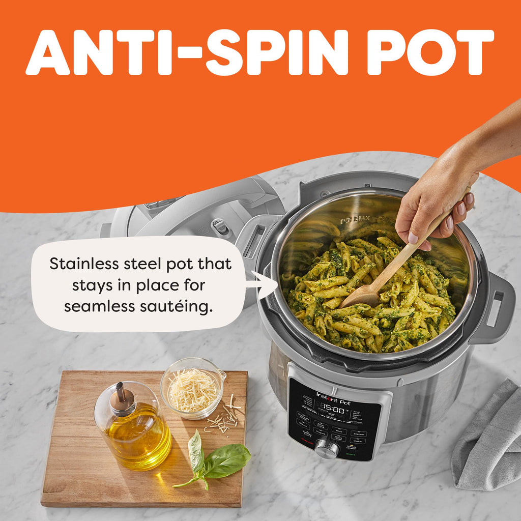 Instant Pot, 8-Quart Whisper Quiet 9-in-1 Electric Pressure Cooker, Slow Rice Cooker, Steamer, Sauté, Yogurt Maker, Warmer & Sterilizer, App With Over 800 Recipes, Stainless Steel, Duo Plus