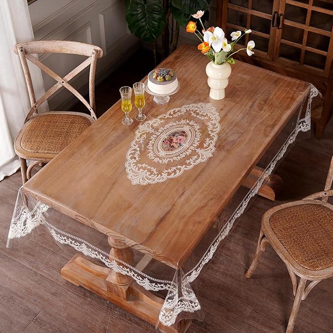 Artbloss Clear Table Cover Protector Vinyl Table Cloth, 60" x 120"
