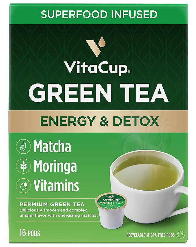 VitaCup Green Tea Instant Packets with Matcha, 16ct