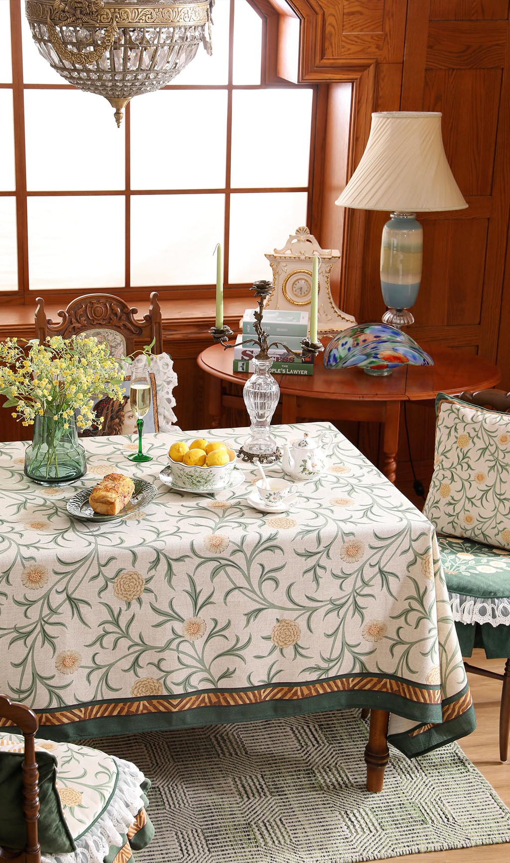 patdrea Vintage French Linen Tablecloth,Rectangular,118"x67"-Botticelli