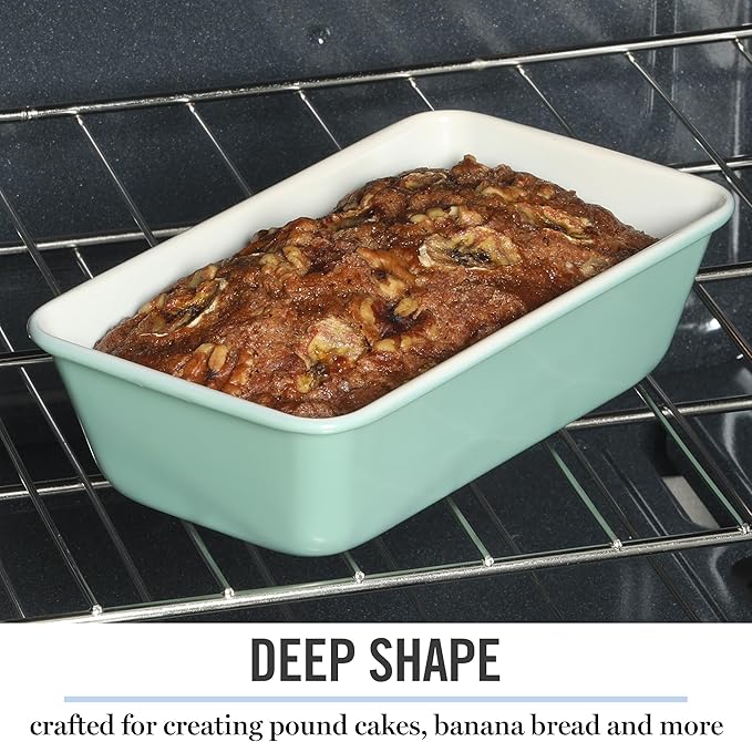 Martha Stewart Gallen 9 Inch Nonstick Carbon Steel Loaf Pan – Teal, Durable Bakeware for Even Baking and Easy Release