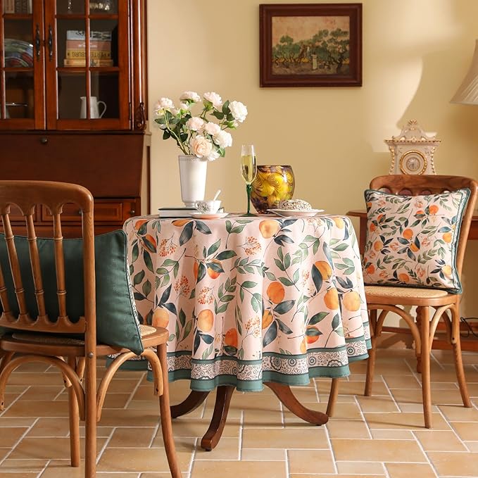 patdrea Designer French Linen Tablecloth,Round,Diameter 67"-Palladin A