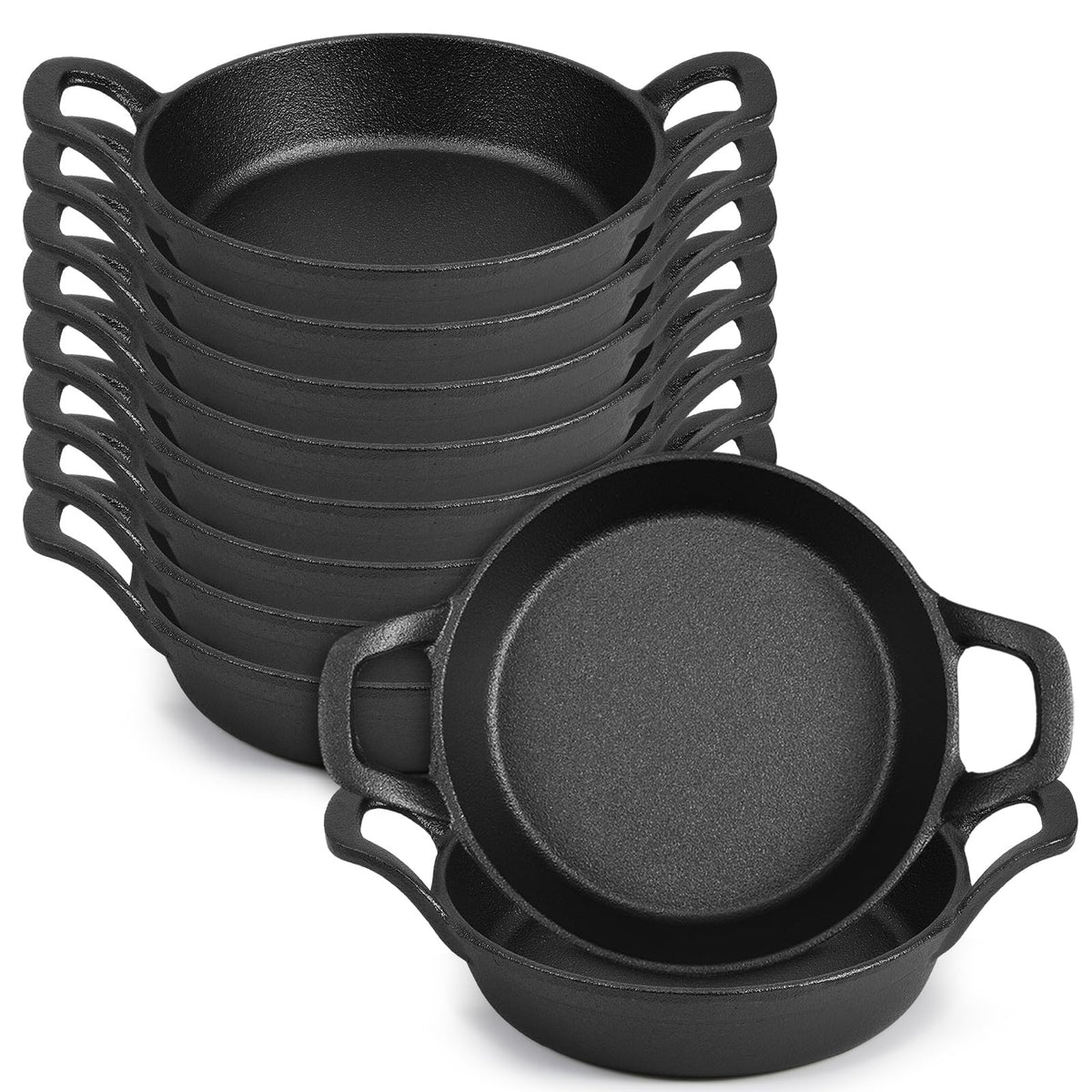 Ziliny 6 Pack Mini Cast Iron Skillets 6.3 x 6.3 x 1.5 Inch Pan Ramekin Set