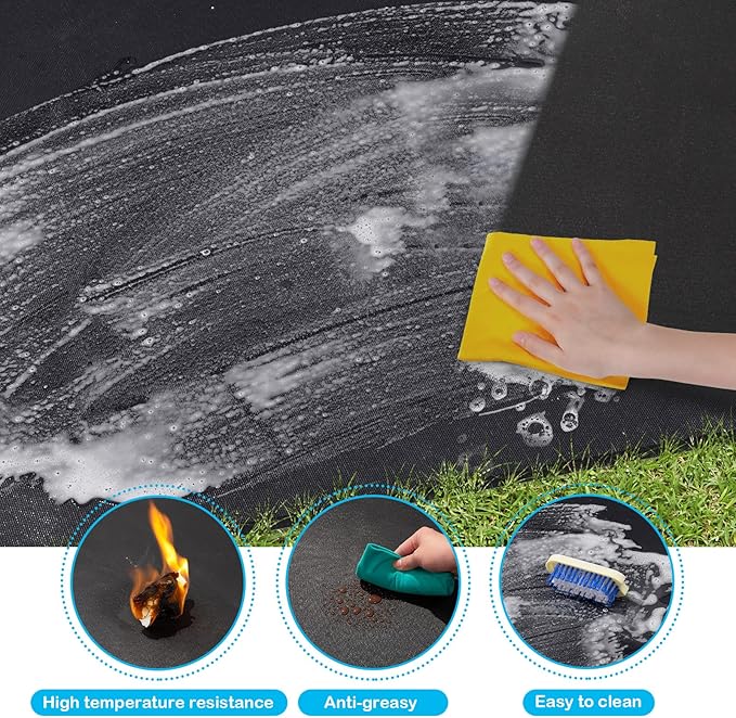 Cvtayn Under BBQ Grill Mat for Outdoor Charcoal, Flat Top, Smokers, Gas Grills 65×39 Inch. Fireproof Mat Protector Deck Patio Grass.Indoor Fireplace Mat Prevents Ember Damage Wood Floor,Fire Pit Mat