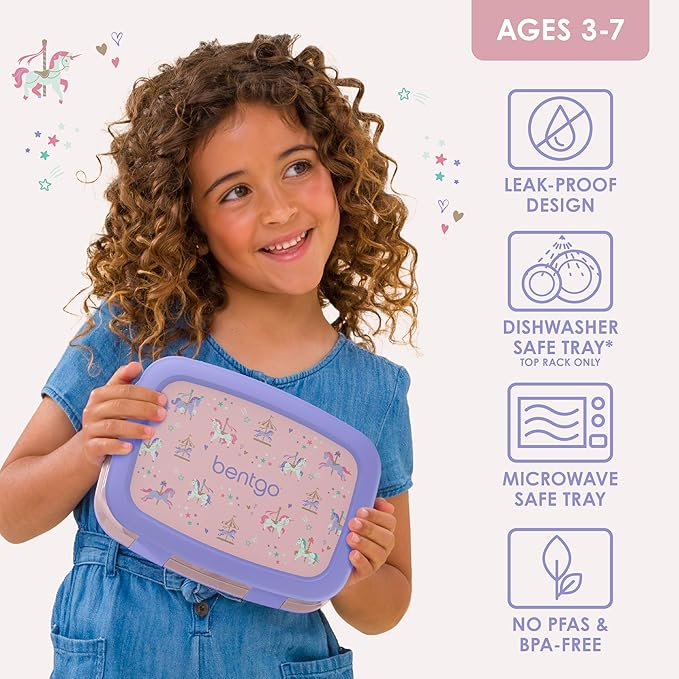 Bentgo Kids Prints Leak-Proof 5-Compartment Bento-Style Kids Lunch Box