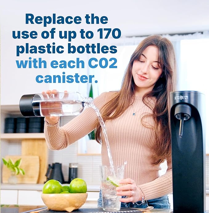 Soda Sense CO2 Cartridges - 3PK Easy Connect 60L CO2 Cylinder, Set of 3 Pre Filled CO2 Tank Gas Refills - Compatible with SodaStream CO2 Quick Connect Pink Snap-On Soda Streaming Machine