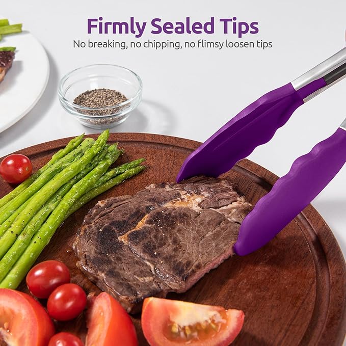 U-Taste Kitchen Tong for Cooking, 600ºF Heat-Resistant Tps, 7in/Purple