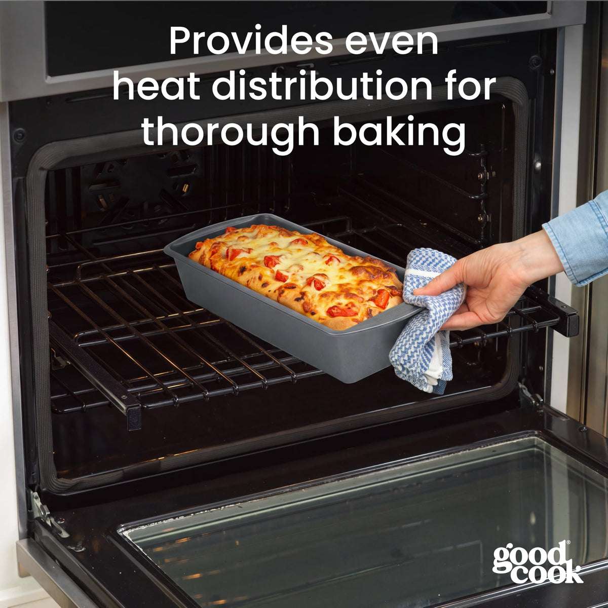 GoodCook Set of 2 Extra Large 13" x 5" Nonstick Steel Bread Loaf Pans, Gray - Set of Two Loaf Pans, Even Heat Distribution, Scratch-Resistant Nonstick Coating, Durable Construction, Easy to Clean