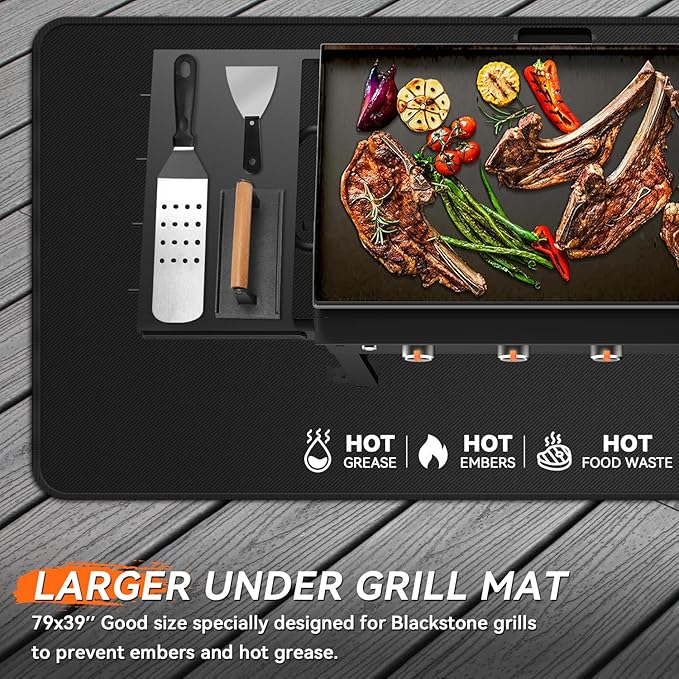 rumlick 48x30 inches Large Under Grill Mats for Blackstone, Double-Sided Fireproof Outdoor Grill Protective Mat, Oilproof Waterproof BBQ Fire Pit Fireplace Mat