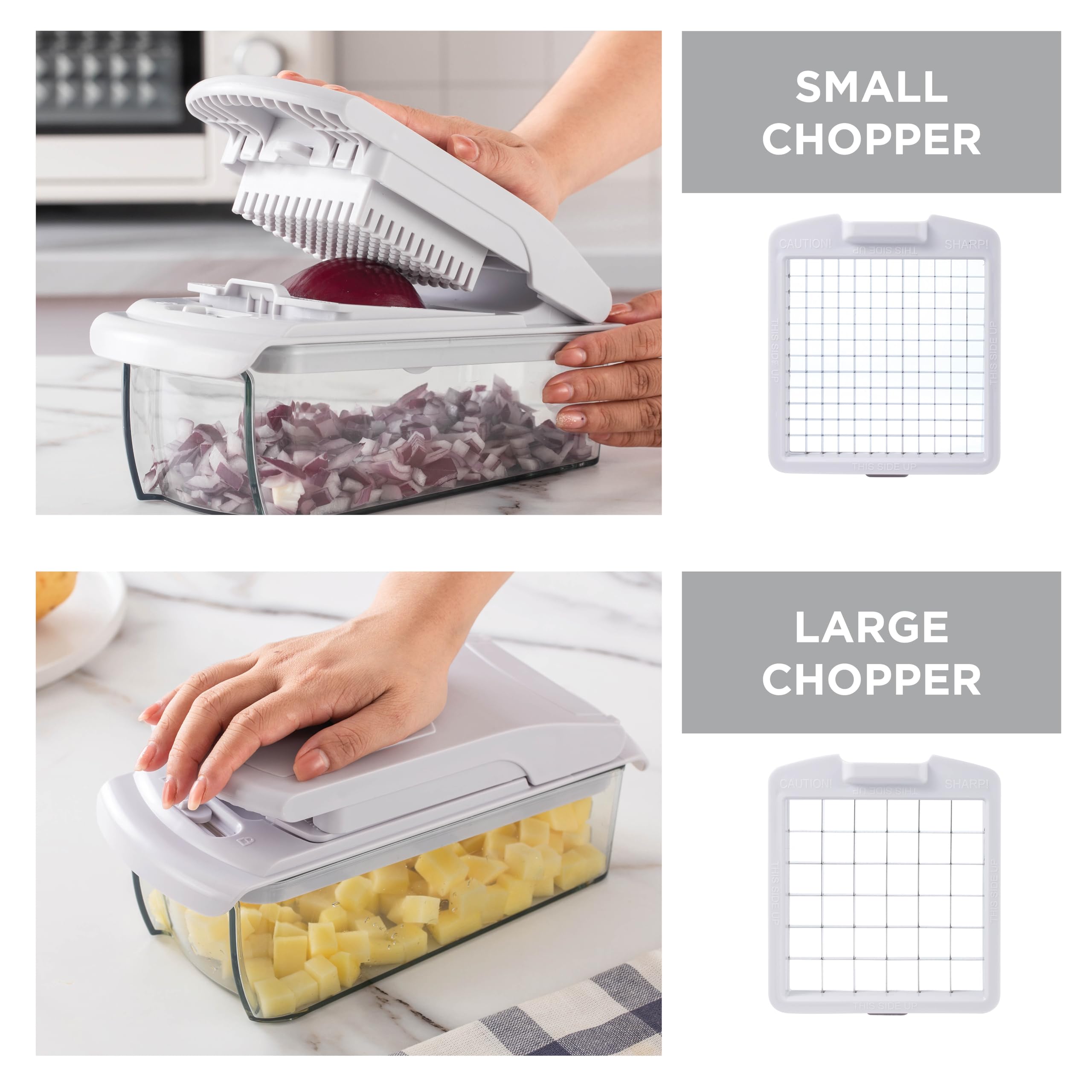 Cook with Color Vegetable Chopper - Multifunctional 11 in 1 Vegetable Chopper with Container - Food Chopper to Dice, Chop, Slice, Julienne and Spiralize, Gray