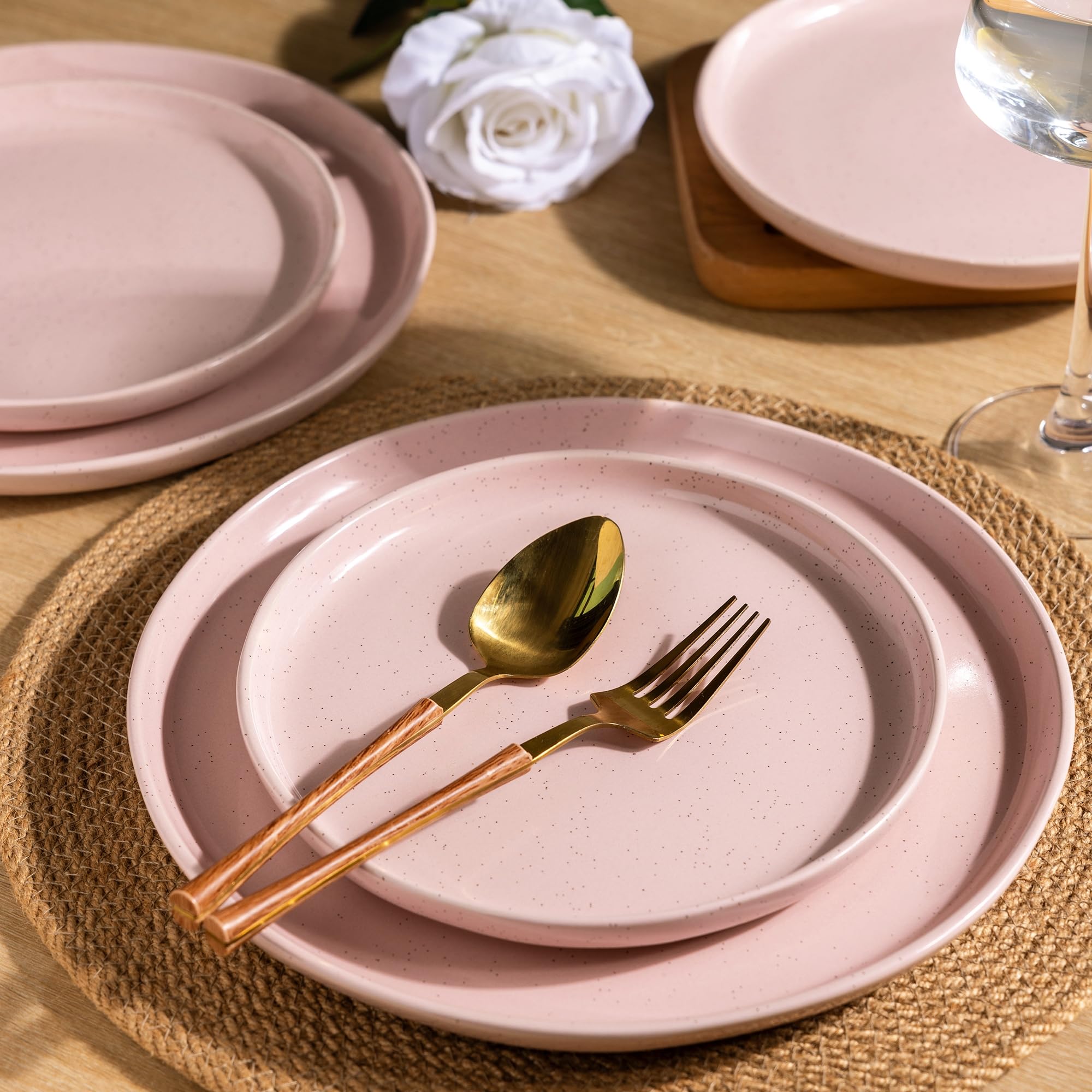 AmorArc Dinnerware Sets for 8, 24 Pieces Ceramic Plates and Bowls Set