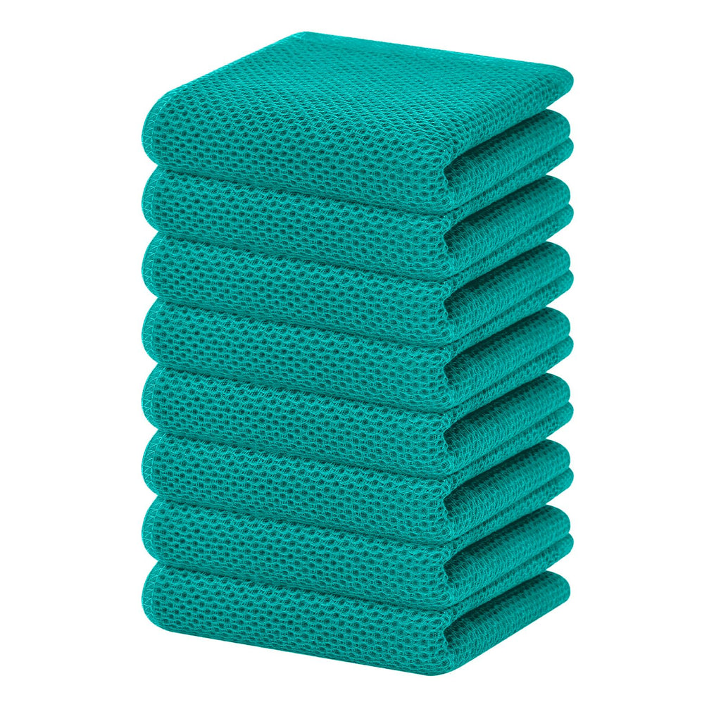 Homaxy 100% Cotton Waffle Weave Kitchen Dish Towels, Ultra Soft Absorbent Quick Drying Cleaning Towel, 13 x 28 Inches, 8-Pack, Teal