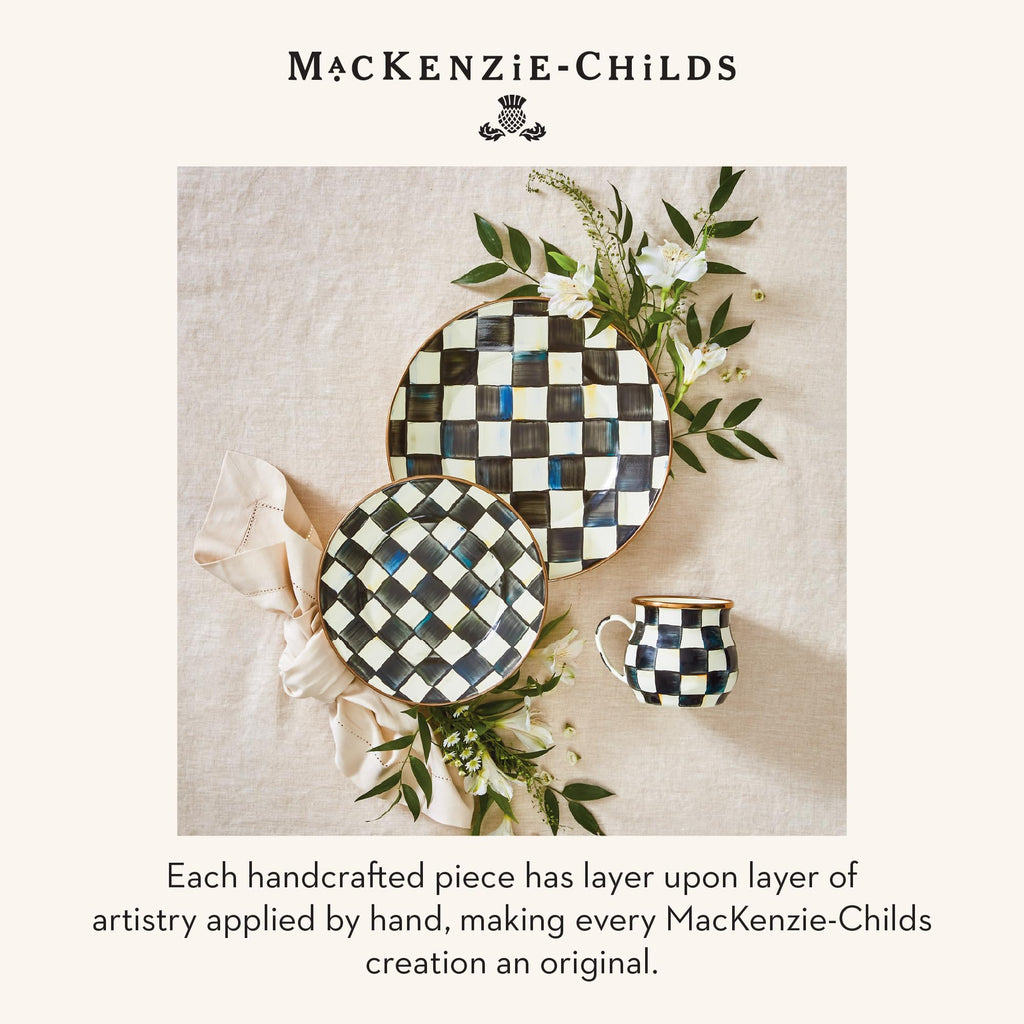 MACKENZIE-CHILDS Enamel Dinner Plate, Black-and-White Courtly Check