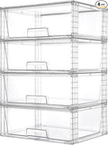 Vtopmart 4 Pack Large Clear Stackable Storage Drawers for Closet, Pantry