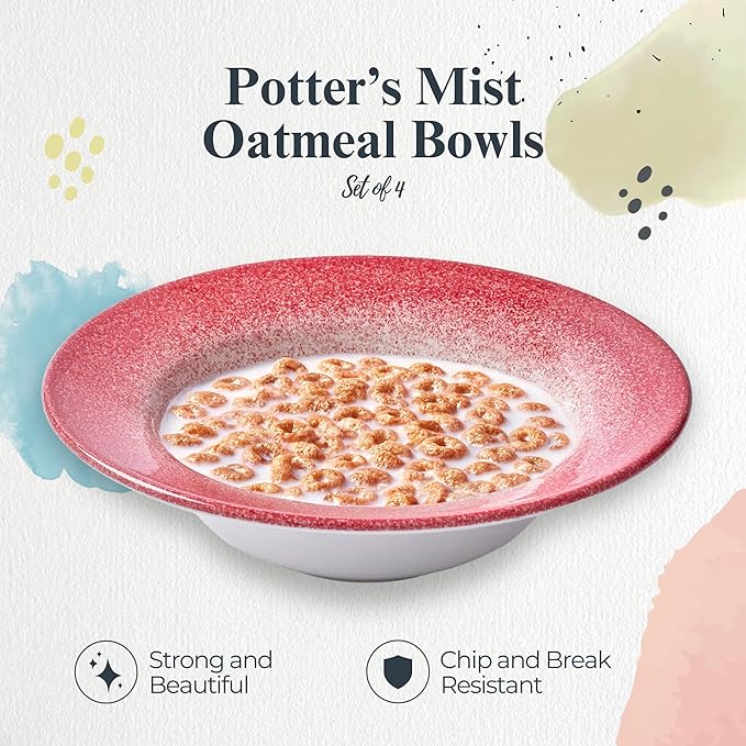 Portmeirion Potter's Mist Oatmeal Bowl - Red, Set of 4