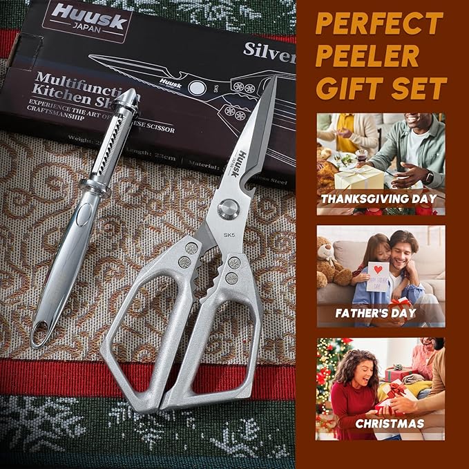 Huusk Kitchen Scissors and Vegetable Peelers Set, Gifts for Women