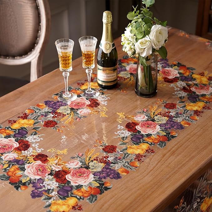 Artbloss Clear PVC Plastic Rectangle Table Cover Waterproof, 52" x 70"