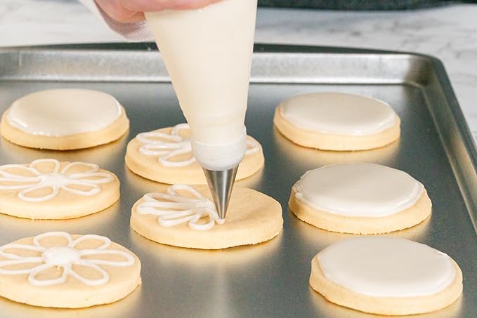 Bakerpan Royal Icing Tools Set - 67 Pc Cookie Decorating Kit for Sugar Cookies with Piping Bags, Piping Tips, Couplers, Bag Clips, Straight Spatula, Piping Bag Holder & Scribe Tool