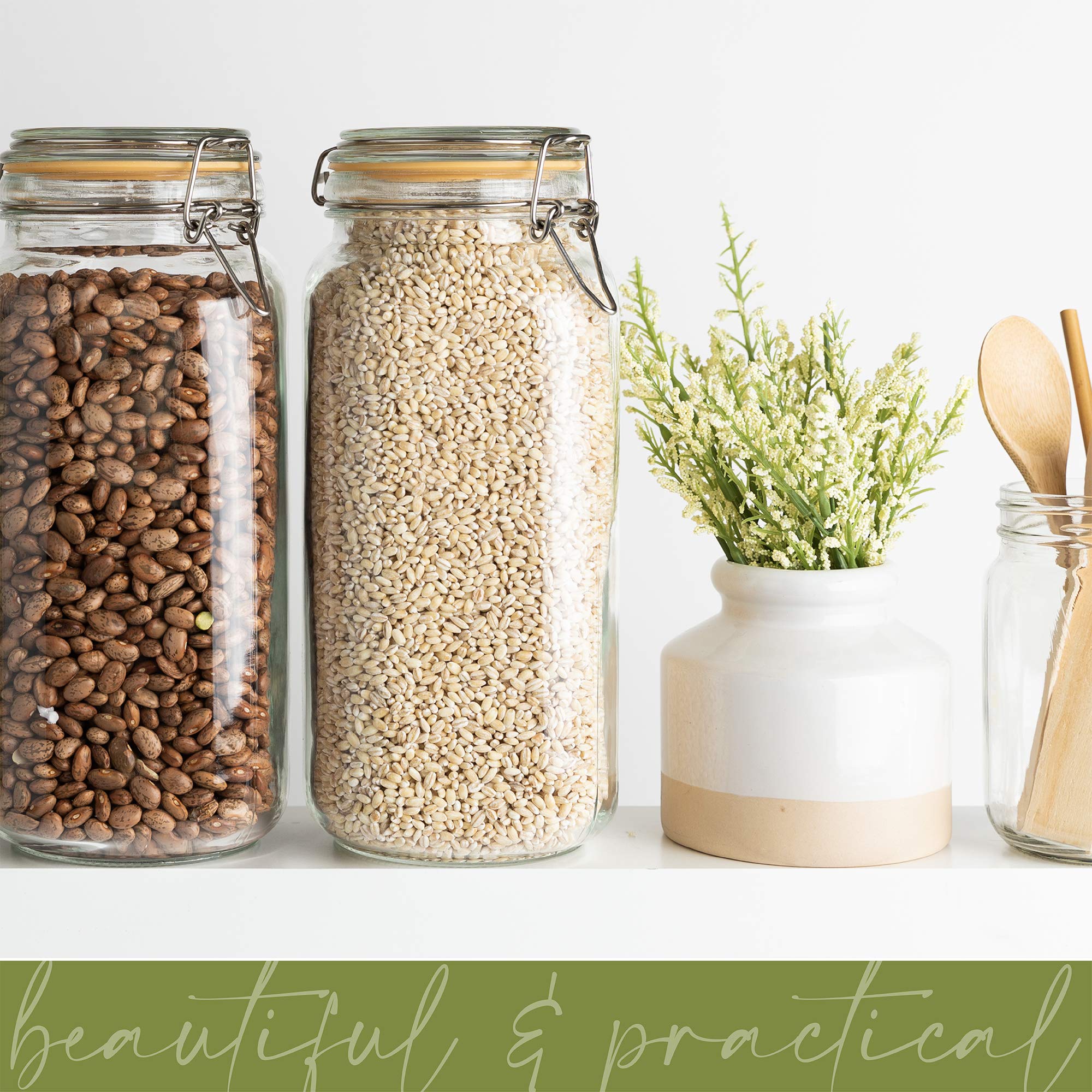 Galashield Glass Jars with Airtight Lids 67 oz [Set of 2]