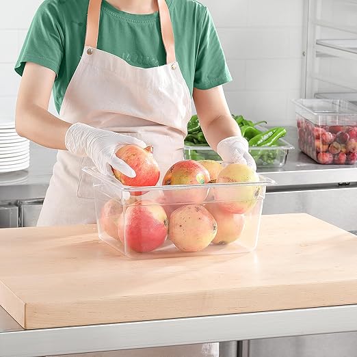 EGGKITPO Half Size Food Containers 6 Pack 6 Inch Deep Hotel Pan Clear BPA free Polycarbonate Stackable Food Storage Container for Kitchen Business and Food Serving