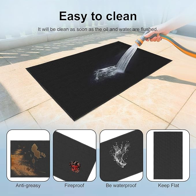 LETITIN 70x48 Inch Large Under Grill Mat, Double-Sided Fireproof BBQ Grill Mat, Waterproof Oilproof Deck Protector for Blackstone, Charcoal/Gas Grills, Fire Pits, Patio & Lawn