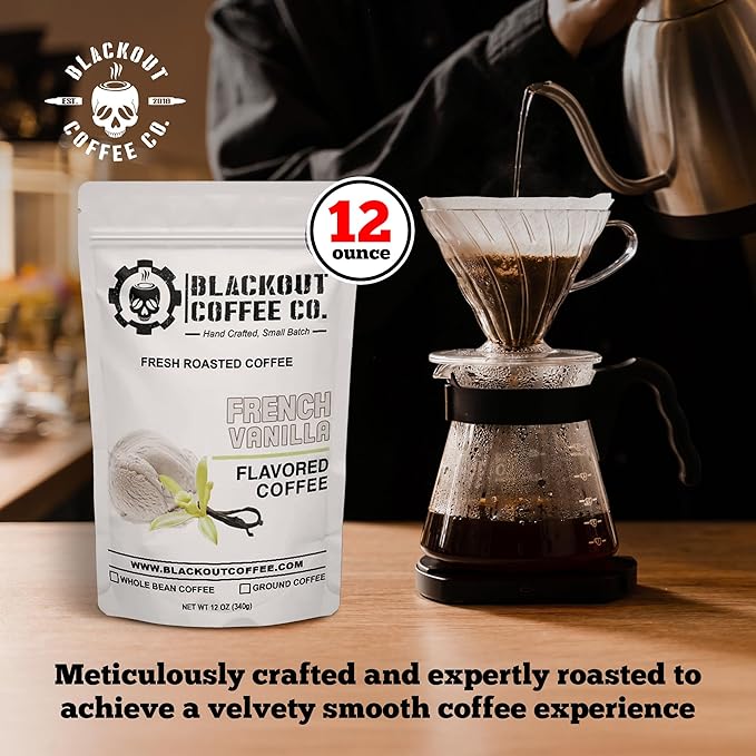 Blackout Coffee French Vanilla Flavored Ground Coffee, 12 oz
