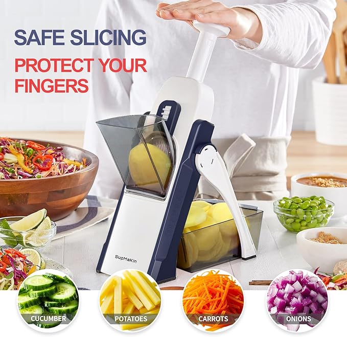 SupMaKin Safe Mandoline Slicer for Kitchen,Adjustable Potato Slicer 1-8 mm
