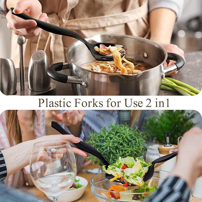 Mwellewm 36Pcs Plastic Serving Utensils Set, Disposable Spoons Tongs Forks