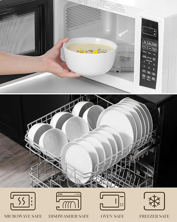 MALACASA 18-Piece Dinnerware Set for 6, White Porcelain Dishes