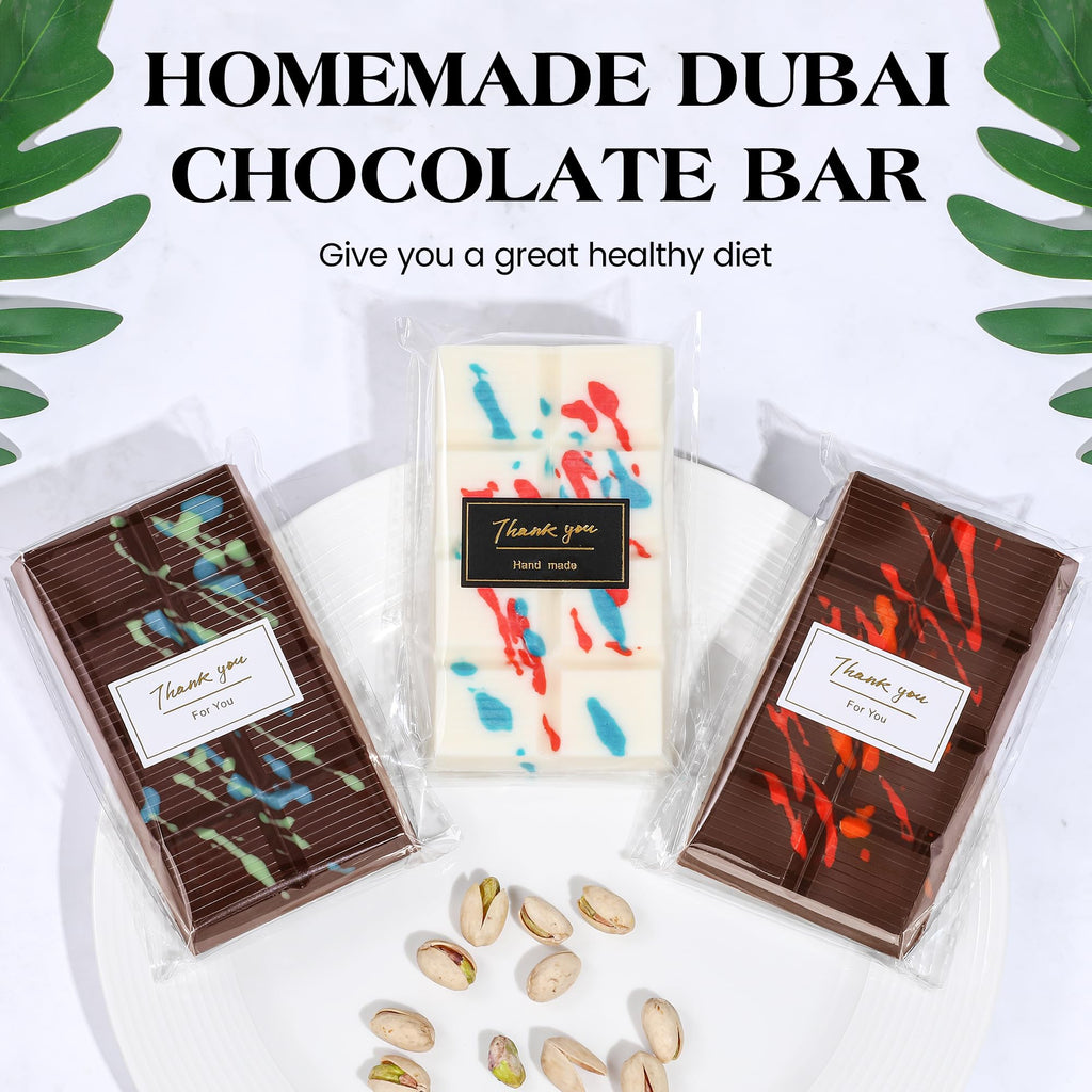 KASHME 2 Pcs Chocolate Bar Mold Deep Dubai 0.85 Inch Stuffed Large Chocolate Molds Silicone Break Apart Thick Silicone Molds for Candy Bar (8 Snap）