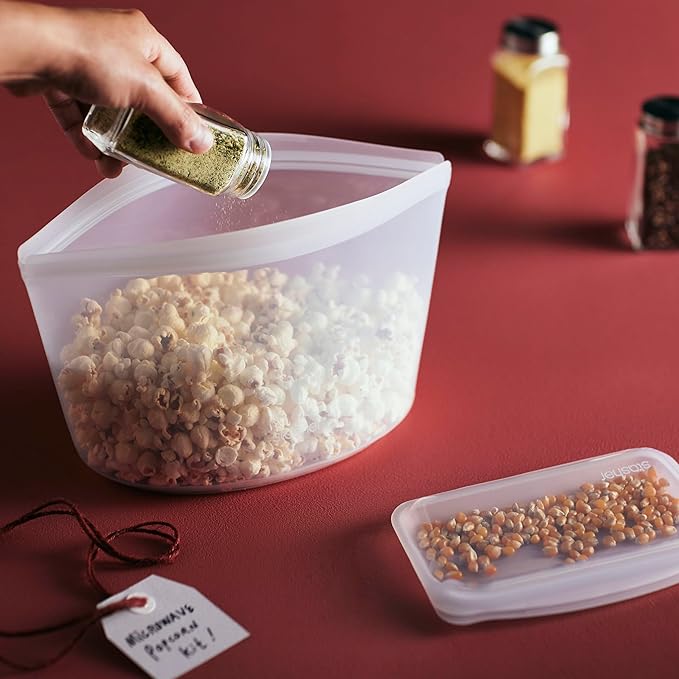 Stasher Premium Reusable Silicone Leak-Free Food Storage Bowl, Clear, 8-Cup