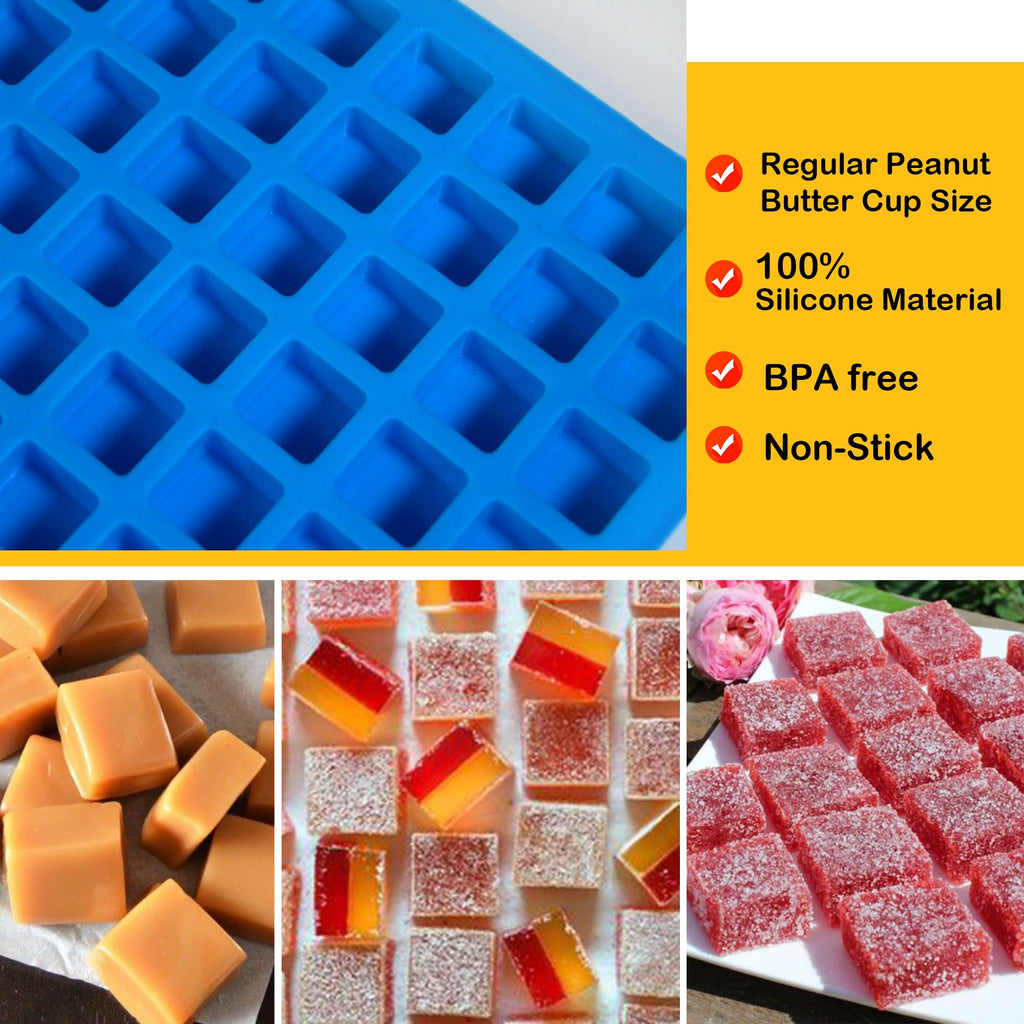 Sidosir Square Caramel Candy Mold Silicone, 126-Cavity Gummy Silicone Molds for Fat Bombs, Chocolate Truffles Mold for Hard Candy, Ice Cube