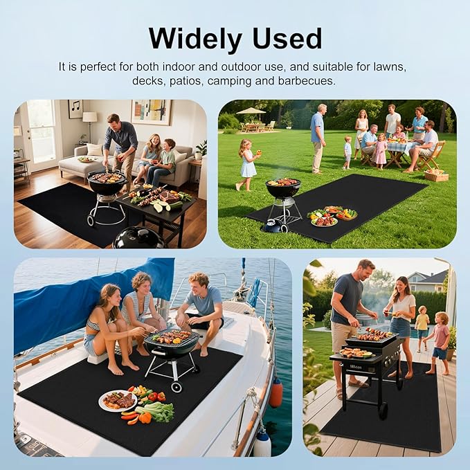 LETITIN 70x48 Inch Large Under Grill Mat, Double-Sided Fireproof BBQ Grill Mat, Waterproof Oilproof Deck Protector for Blackstone, Charcoal/Gas Grills, Fire Pits, Patio & Lawn