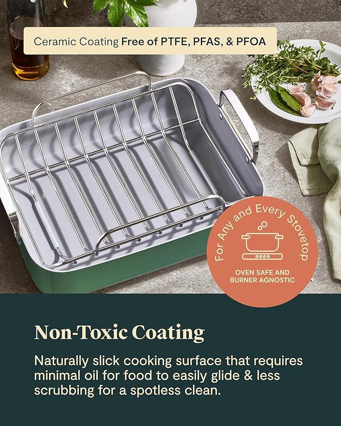 Caraway Roasting Pan, 16x13" Roasting Pan with Rack