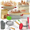 HASHMUST 33 Pcs Sourdough Starter Kit, Sourdough Bread Baking Supplies, 9'' Round & 10" Oval Cotton Rope Banneton Bread Proofing Basket Kit, Beginner Friendly Bread Making Tools with Starter Jar