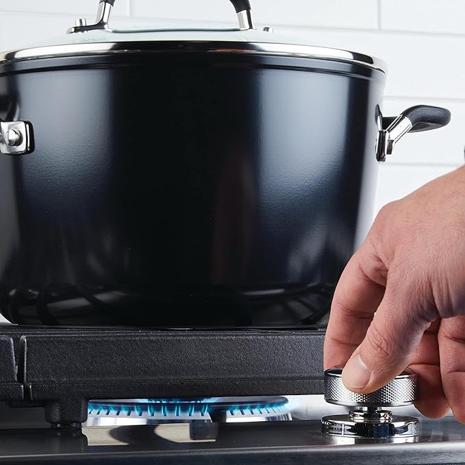 KitchenAid Hard Anodized Nonstick Cookware Stockpot with Lid, 8-Quart, Onyx Black